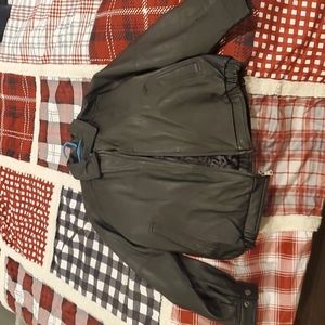 Bill Blass black leather jacket.